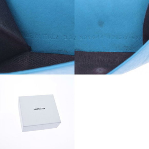 BALENCIAGA Paper Mini Wallet Blue Calf Trifold - Picture 12 of 12